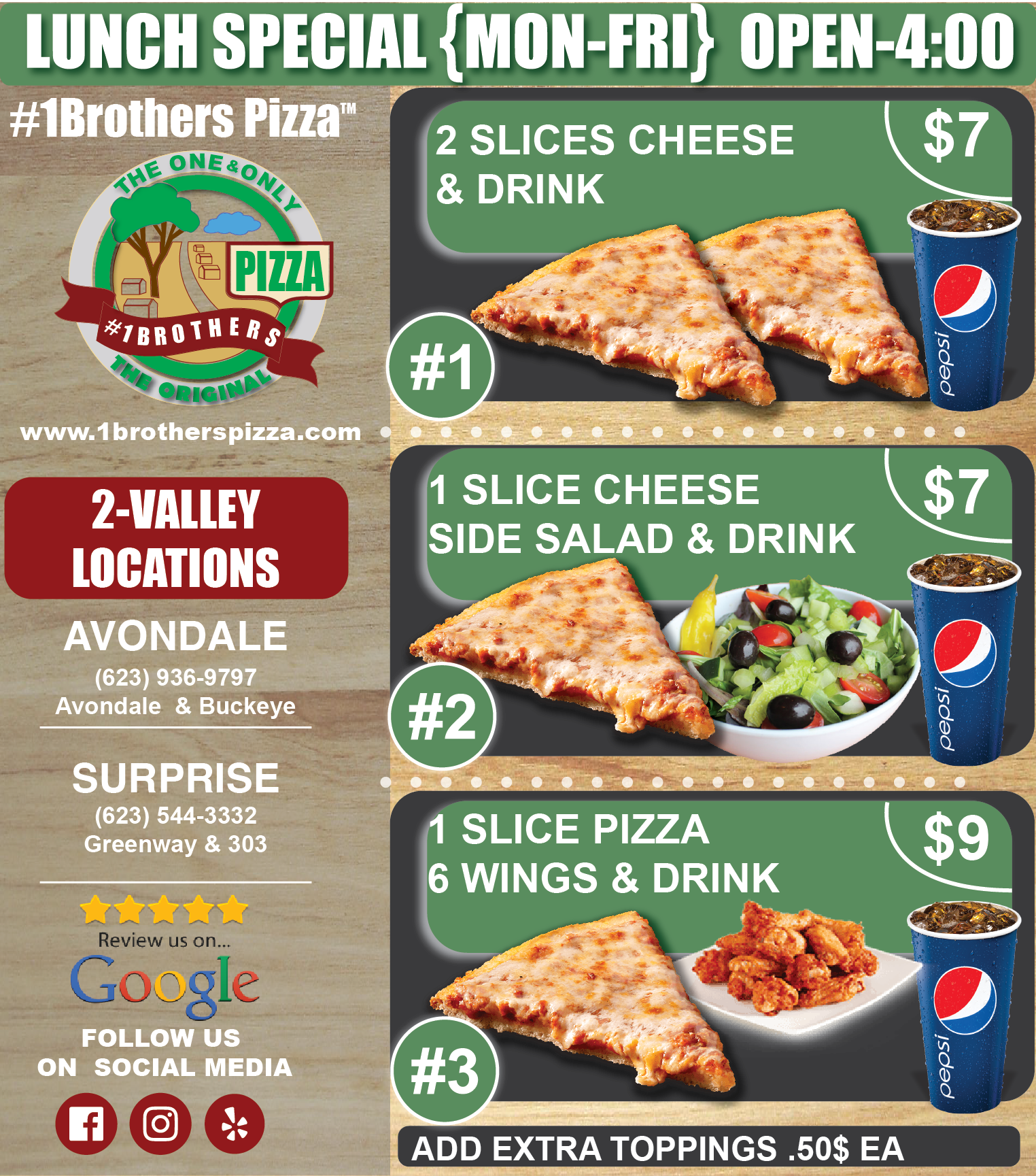 #1Brothers Pizza Lunch Meals